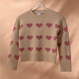 Abercrombie Kids Tan and Pink Crew Neck Sweater